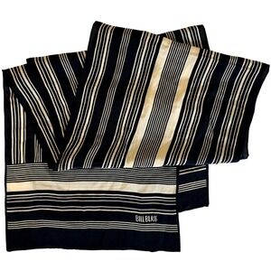 Bill Blass Black Ivory Striped Scarf 56½" x 10¾" Vintage Polyester
